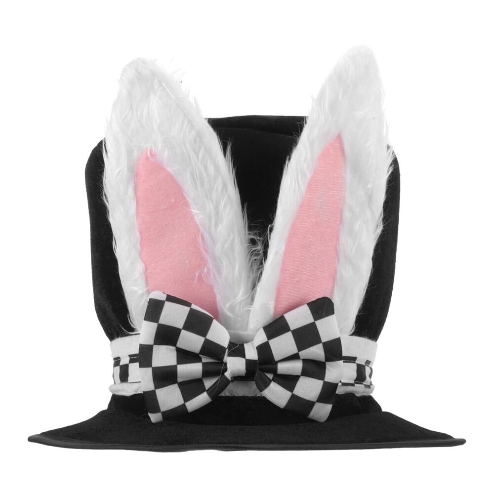 3757 Bunny Ears Top Hat Black Costume Headwear for Holiday Partygoers